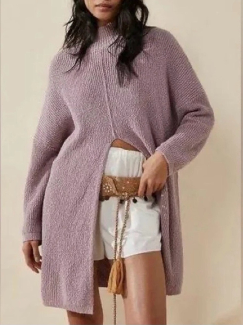 FP beach Coco knit mock neck sweater pullover Tunic - Women's Large